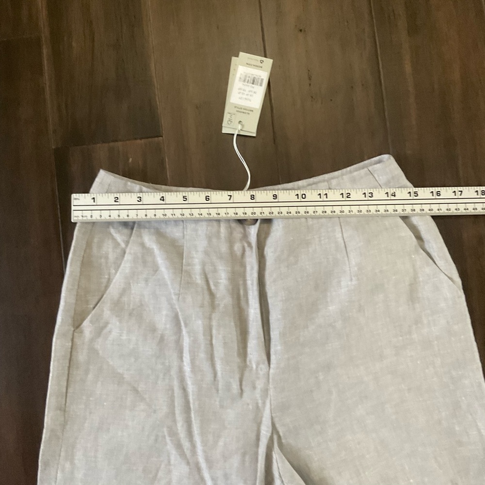 Boden Petite Eldon 100% Linen Wide Leg Trousers In Squirrel Grey Size 4P - Picture 7 of 7